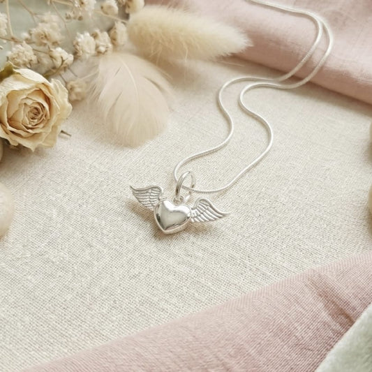 Collar Corazón Alado | Plata