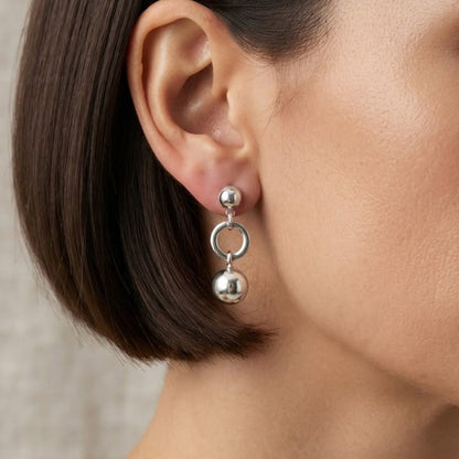 Aretes Doble Bolita | Plata