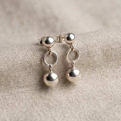 Aretes Doble Bolita | Plata