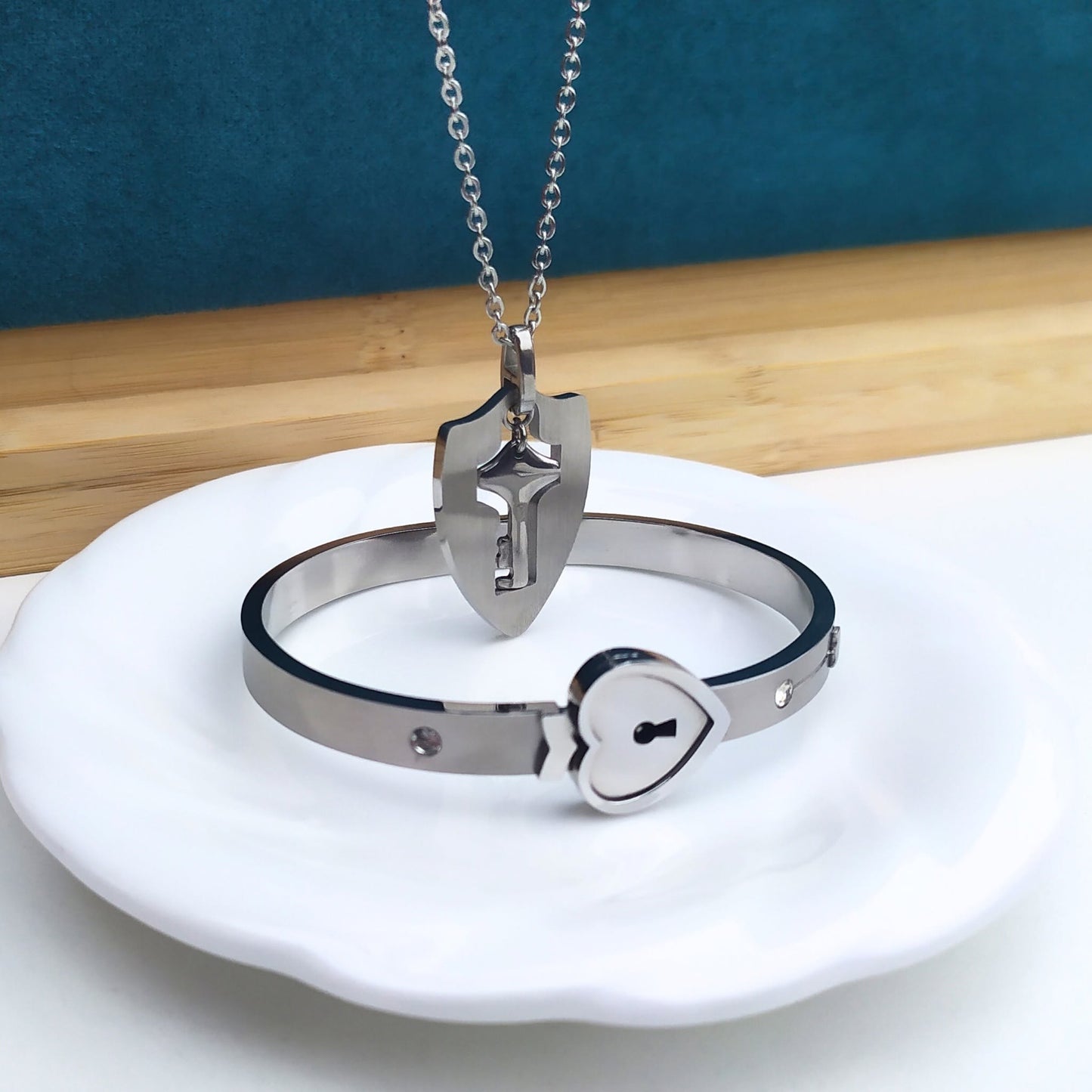 Collar y Pulsera Pareja "Llave del Alma"