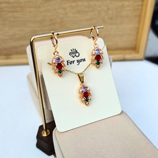 Juego Collar y Aretes "Hojas de Otoño"