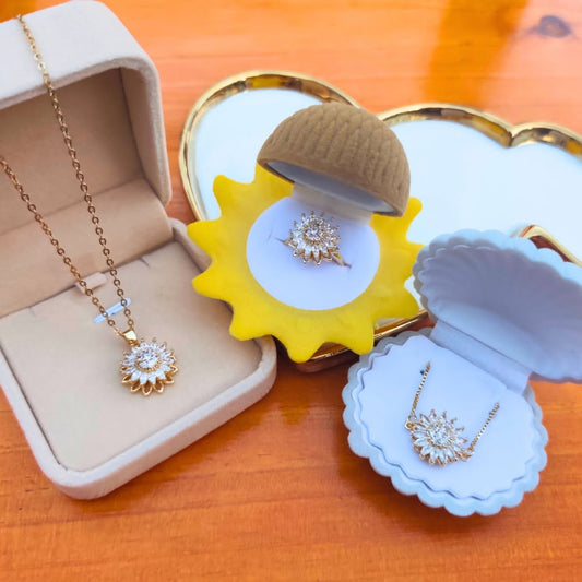 Set Giratorio Collar + Anillo + Pulsera Girasol