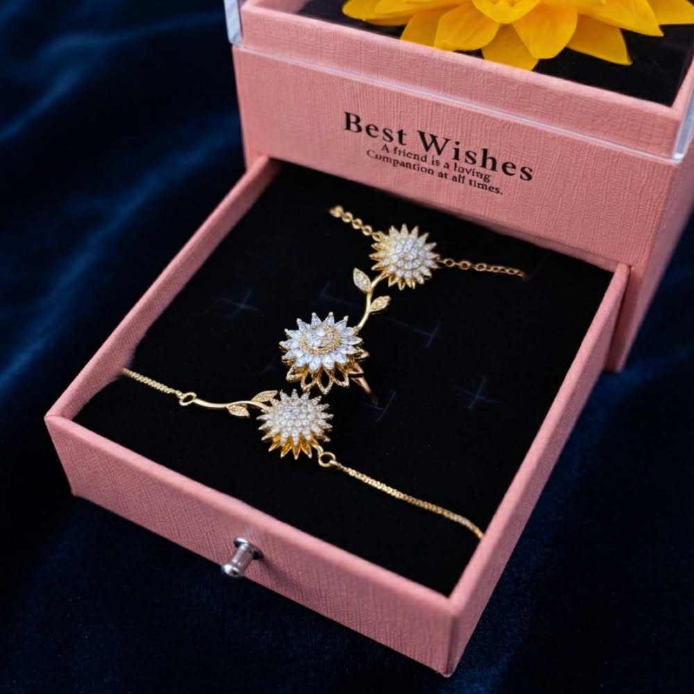 Set Giratorio Collar + Anillo + Pulsera Girasol
